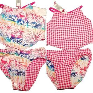 Tommy Bahama Girls Toddler Two Piece Reversible Swim Suit Sun Protection Size 2T